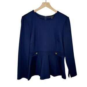 Eloquii Women’s Peplum Stretch Zip Back Blouse Size 16 Contemporary
